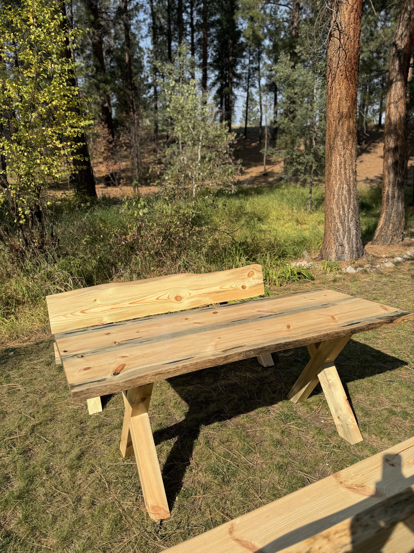 Custom Live Edge Wood Table and Benches - Made to Order in Montana