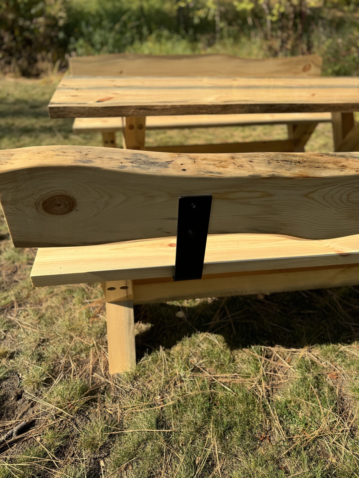 Custom Live Edge Wood Table and Benches - Made to Order in Montana