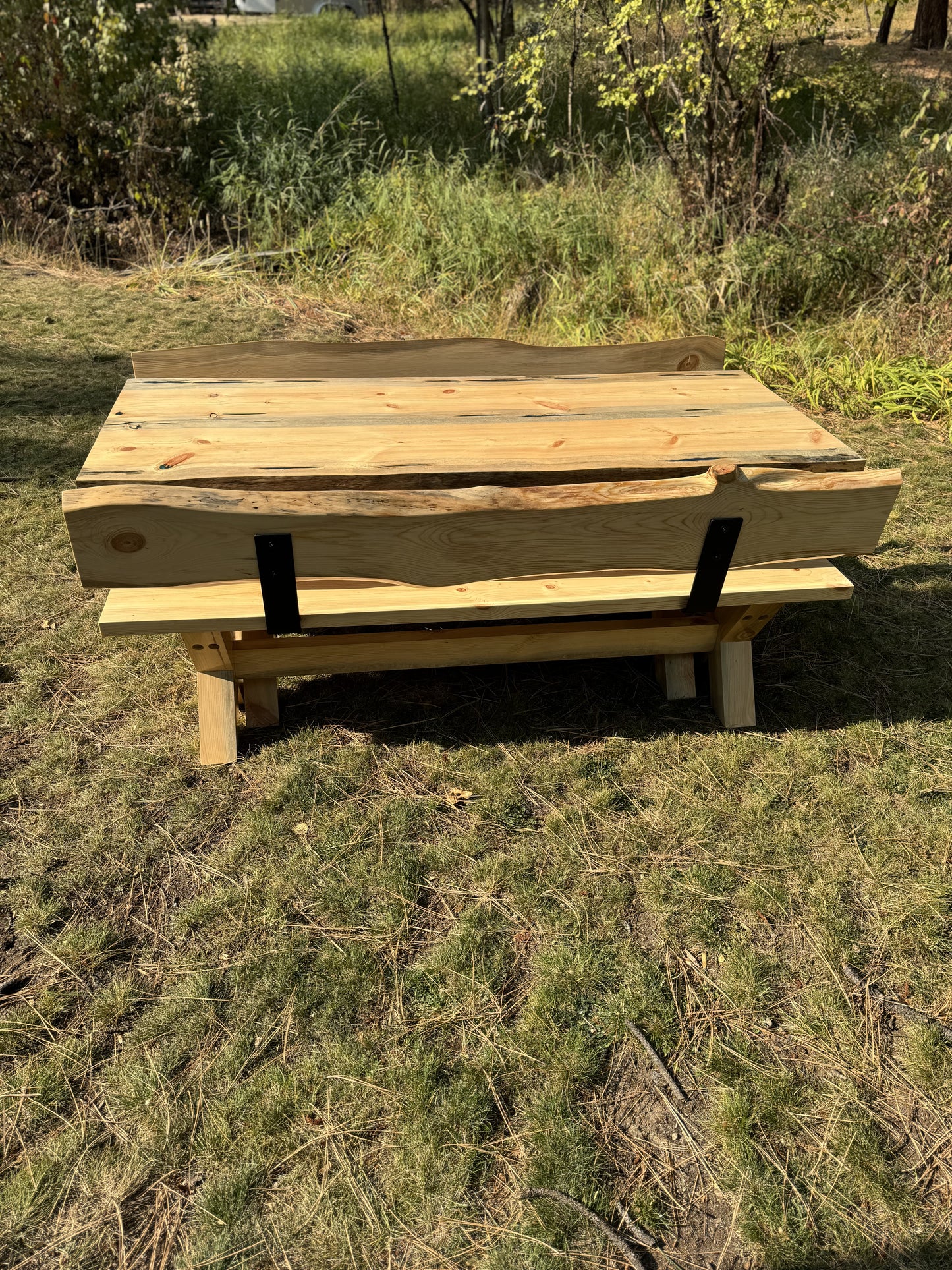 Custom Live Edge Wood Table and Benches - Made to Order in Montana