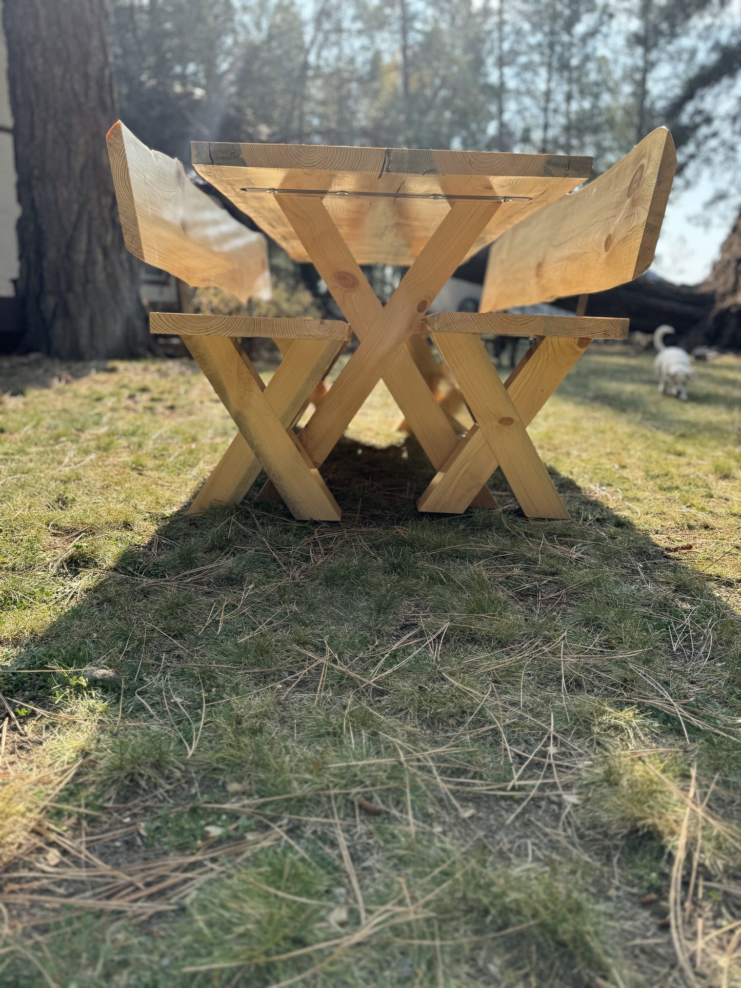 Custom Live Edge Wood Table and Benches - Made to Order in Montana