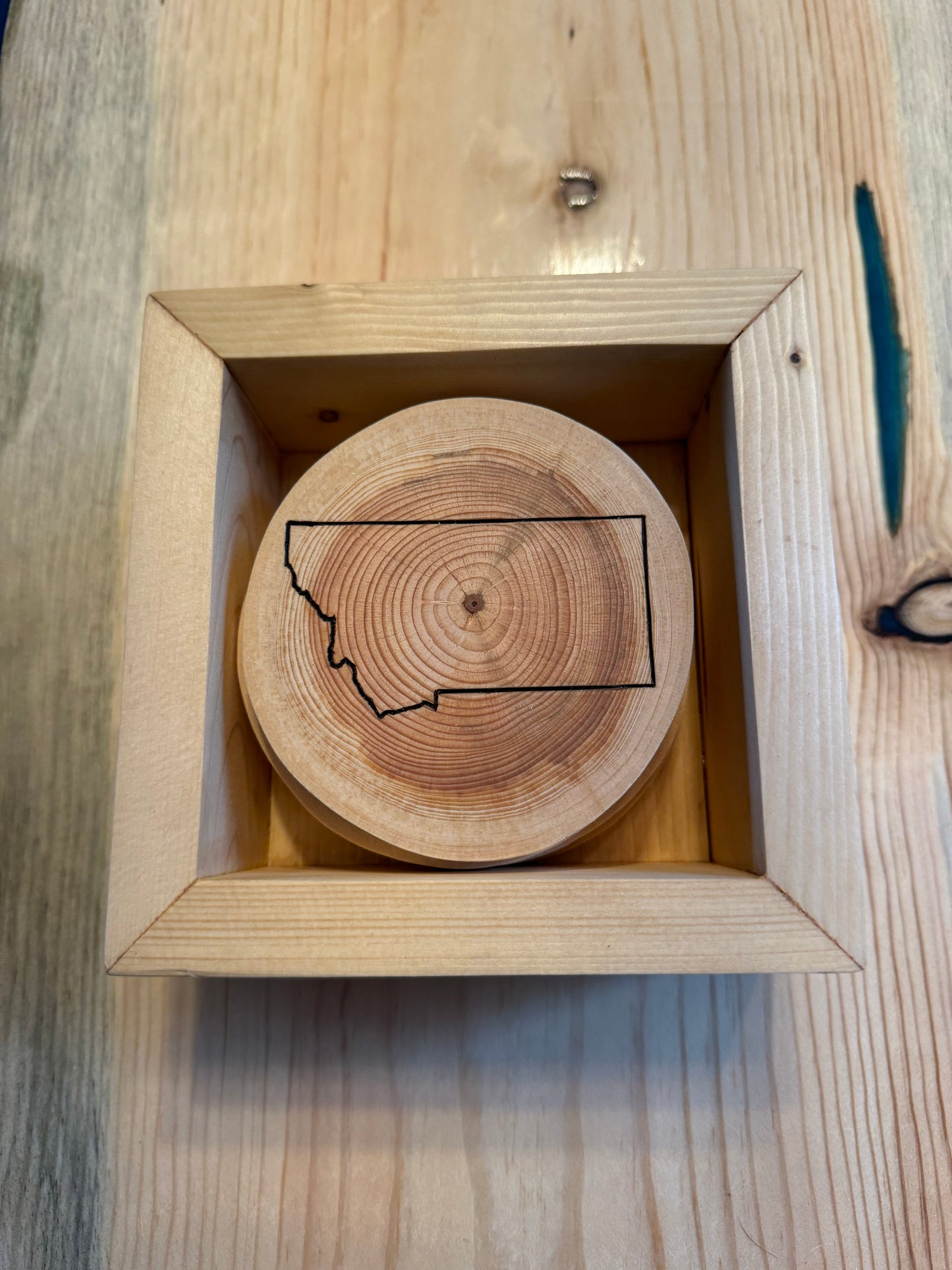 Wood Coaster - Hand Burned State Outline