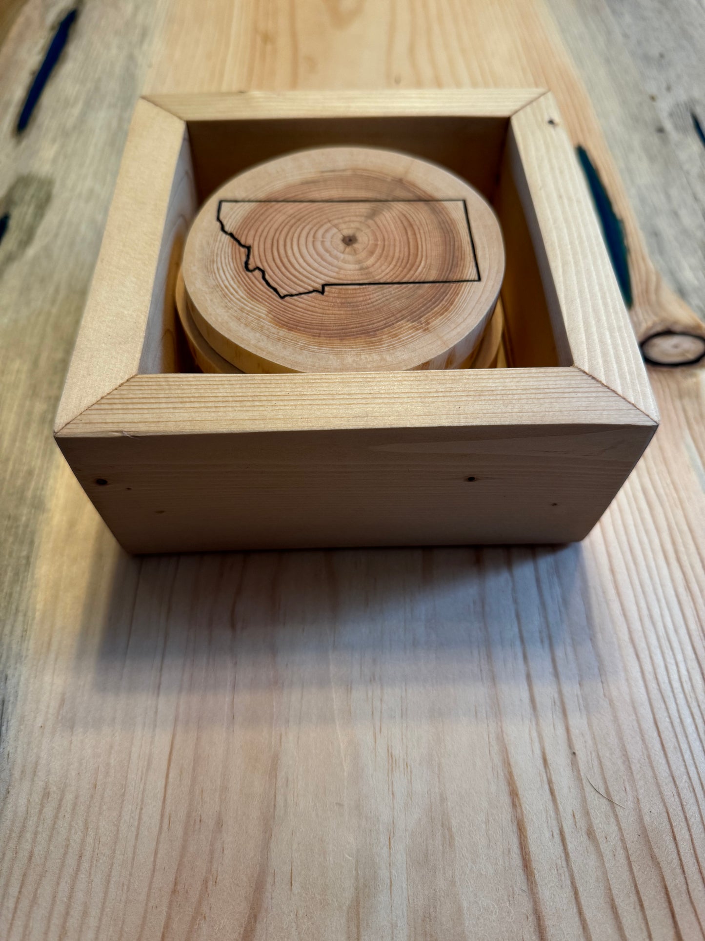 Wood Coaster - Hand Burned State Outline