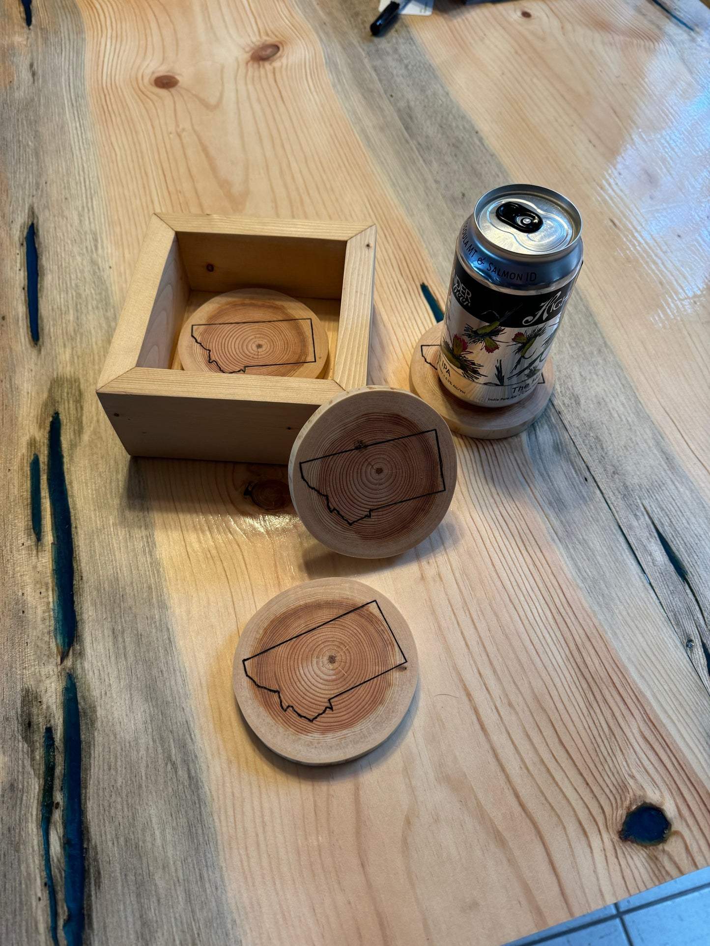 Wood Coaster - Hand Burned State Outline