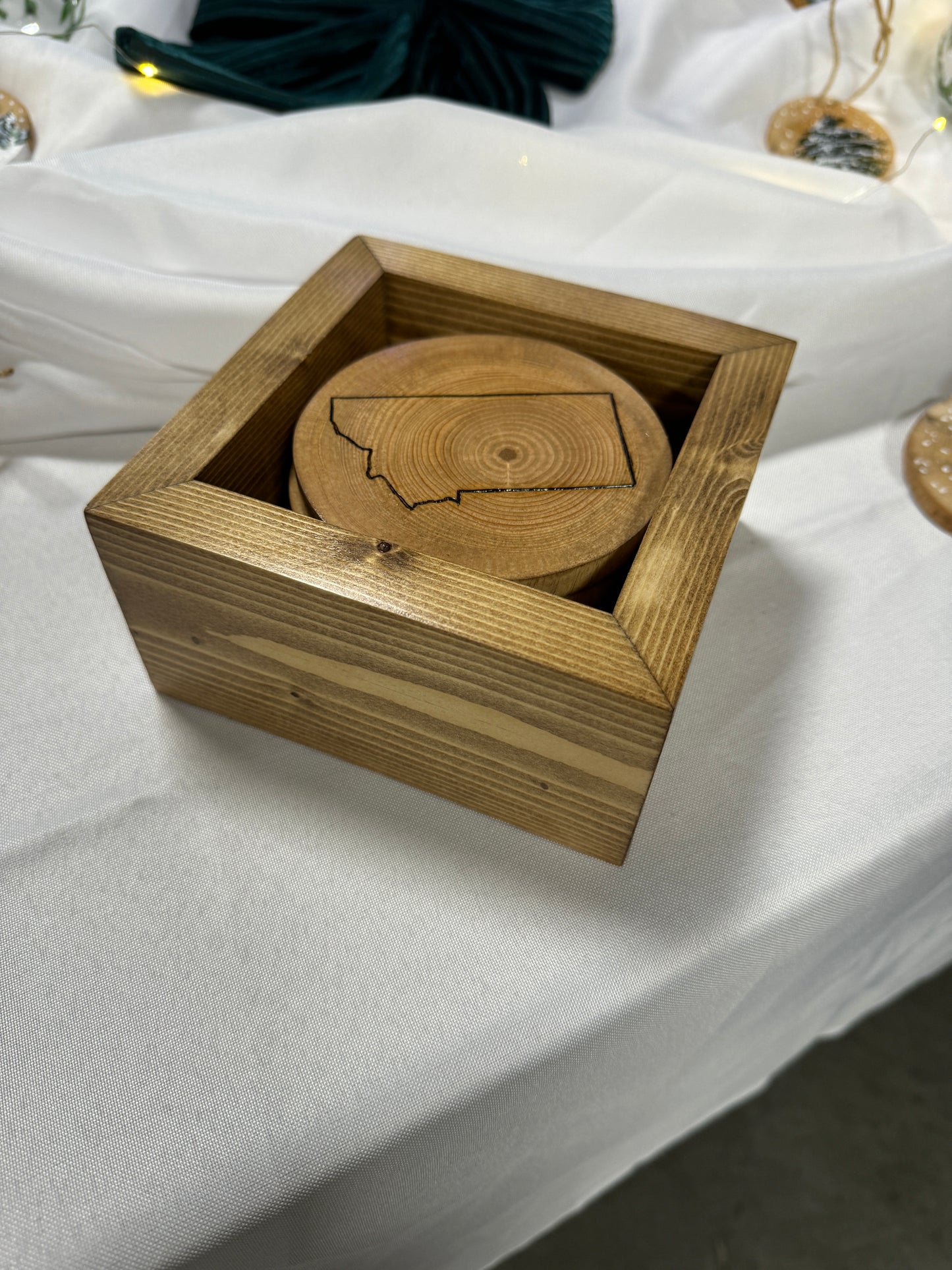 Wood Coaster - Hand Burned State Outline